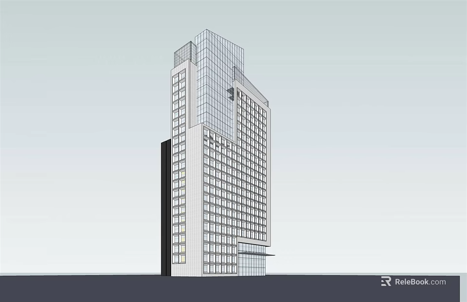 Modern High Rise Office Building With Glass Facade And Multiple Windows 3d model
