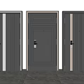 Modern Security Doors With Different Panel Designs And Black Metal Finish 3d model