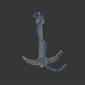 Rusty Metal Anchor with Chain Essential Component for Water Transport Vehicles
