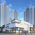 Modern Commercial Complex With High Rise Buildings Shopping Malls Glass Curtain Walls And Urban Pedestrians