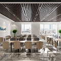 modern staff school hospital factory enterprise canteen restaurant dining area 3d model