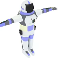 Man Wearing White and Purple Astronaut Suit with Gray Accents Arms Outstretched