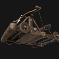 Ancient Wooden Mechanical Device With Wheels Circular Components And Metal Reinforcements