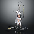 Cute Cartoon Nurse Character in White Uniform with Large Syringe and Stethoscope