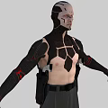Sci-Fi Humanoid Character With Mechanical Armor Design Black Gloves And Red Soled Footwear