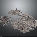 Collection of Natural Wooden Stone Pieces Scattered on Black Background
