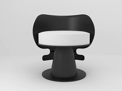 Modern Black and White Stool with Curved Backrest and Round Base Contemporary Design 3d model