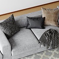 Sofa Pillow Leather Pillow Linen Pillow Pillow Combination Checkerboard Scarf 3d model