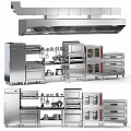 Stainless Steel Kitchen Appliances Including Oven Refrigerator Microwave And Range Hood