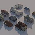 Various Styles Detached House Models With Different Roof Colors And Designs
