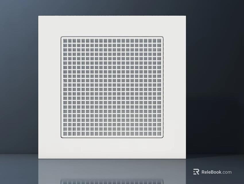 Contemporary White Square Air Conditioner Vent With Grid Design For Home Interior 3d model 