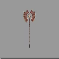 Ornate Axe Weapon Featuring Metallic Spiked Head And Intricate Textured Handle