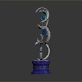 Silver Spiral Furniture Decor With Blue Circular Accents And Blue Base