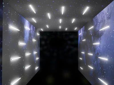 Starry Sky Theme Photo Spot With Corridor Walls Strip Lights And Dark Floor 3d model