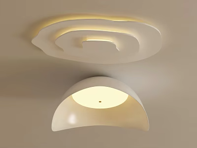 Modern White Ceiling Lights With Spiral And Dome Shapes For Soft Illumination 3d model