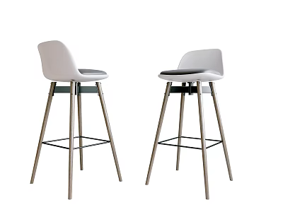 Modern White Bar Stools With Sleek Metal Legs And Contemporary Design 3d model