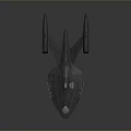 Futuristic Sci-Fi Spaceship With Sleek Design Detailed Hull And Blue Red Thrusters