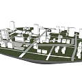 Commercial Equipment For Urban Planning Model Featuring Buildings Roads And Green Zones