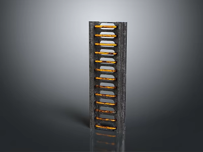 Durable Vertical Metal Frame Equipment Featuring Yellow Strip Components For Industrial Use 3d model