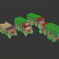 Green Military Trucks With Canvas Covers And Cargo Beds In Multiple Designs