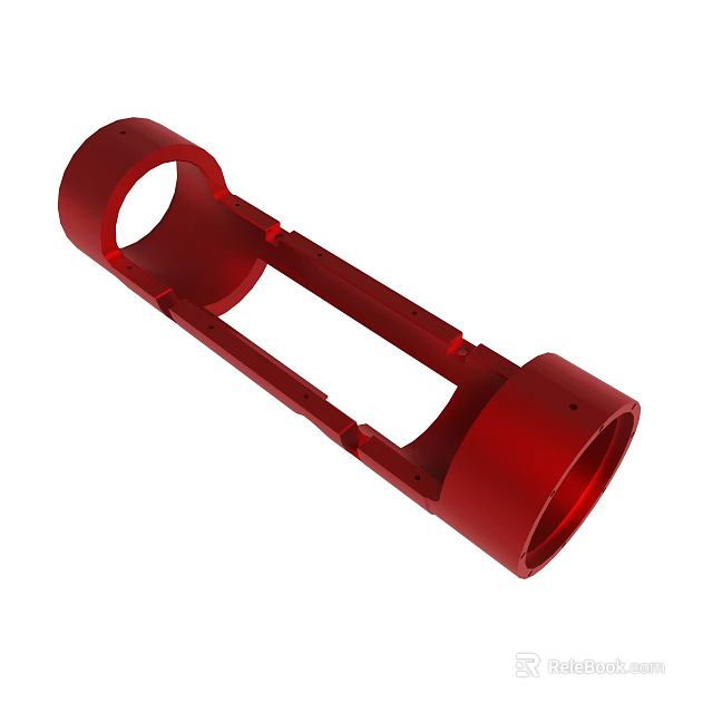 Red Metal Tubular Component With Hollow Structure And Smooth Surface 3d model