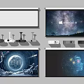 Modern Projector Projection Curtain 3d model