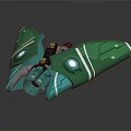 Futuristic Green Sci Fi Spaceship Model With Glowing Lights And Sleek Wing Structure 3d model