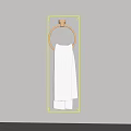 White Towel Hanging On Gold Towel Ring Against Gray Wall