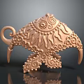 Ornate Golden Jewelry Pendant With Intricate Swirls Floral Dots And Spiral Motifs