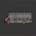 Pink Mini Bus With 55 Number And BUS MIN Sign On Gravel Ground Exterior