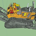 Powerful Large Yellow Tracked Utility Vehicle With Person Standing Nearby