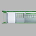 Green Themed Pharmacy Corridor Featuring Glass Medicine Cabinets And Windows With Trees Outside