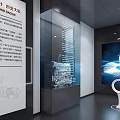 Modern Tech Exhibition Hall With Futuristic Holographic Projections And Interactive Screens