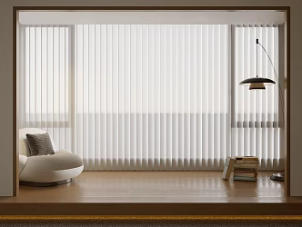Dream Curtain Blinds Vertical Curtain Single Leisure Chair Jewelry Decoration Floor Lamp Books 3d model