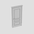 White Interior Door With Panel Design Simple Frame And Metal Doorknob 3d model