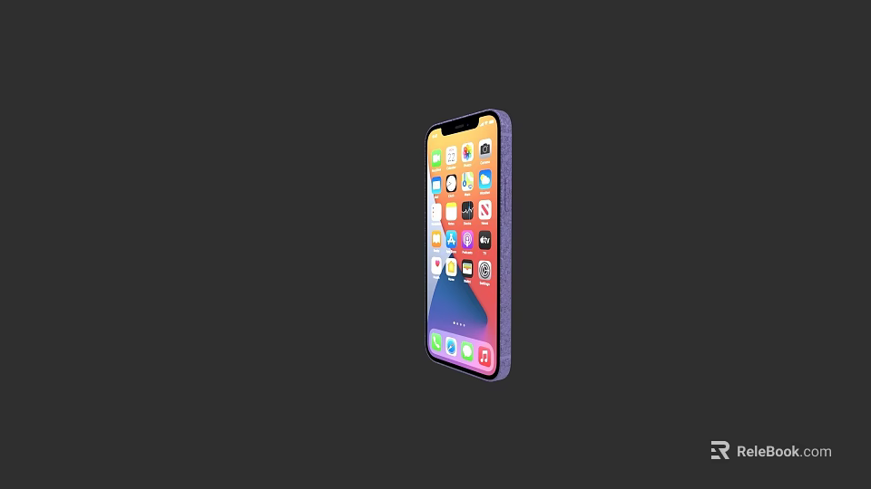 Modern Smartphone With Colorful Screen And Multiple App Icons On Dark Background 3d model 