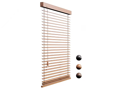 Quiet Ancient Style Solid Wood Venetian Blinds Black Venetian Blinds 3d model