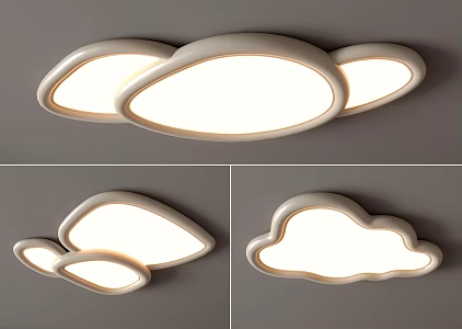 Ceiling lamp cream ceiling lamp triangle geometric cloud-shaped bedroom living room children's room simple 3d model
