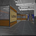 Industrial Style Shopping Mall Lobby With Exposed Pipes Metal Structures And Loft Signage