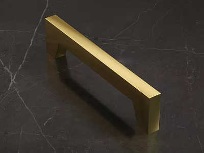 Golden Metal Door Handle on Black Marble Surface with Modern Sleek Design 3d model