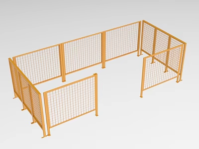 Industrial Equipment Safety Fencing With Yellow Metal Mesh Protective Structure For Industrial Area 3d model