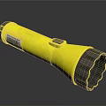 Bright Yellow Flashlight With Black Grip And Barcode Label For Daily Use 3d model