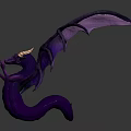 Purple Dragon Figurine With Pink Purple Gradient Wings And Horns On Dark Background