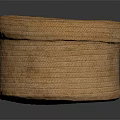 Round Brown Woven Ottoman with Handwoven Texture for Living Room Seating