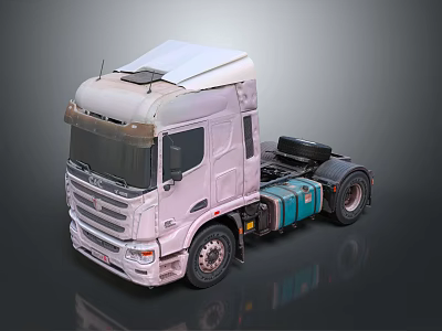 White Heavy Duty Truck Cab With Blue Components And Front View Design 3d model