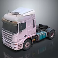 White Heavy Duty Truck Cab With Blue Components And Front View Design