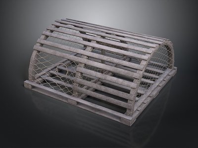 Lobster Round Cage Lobster Catcher Fishing Javelin With Harpoon Fork Whaling Fork Cry Game 3d model