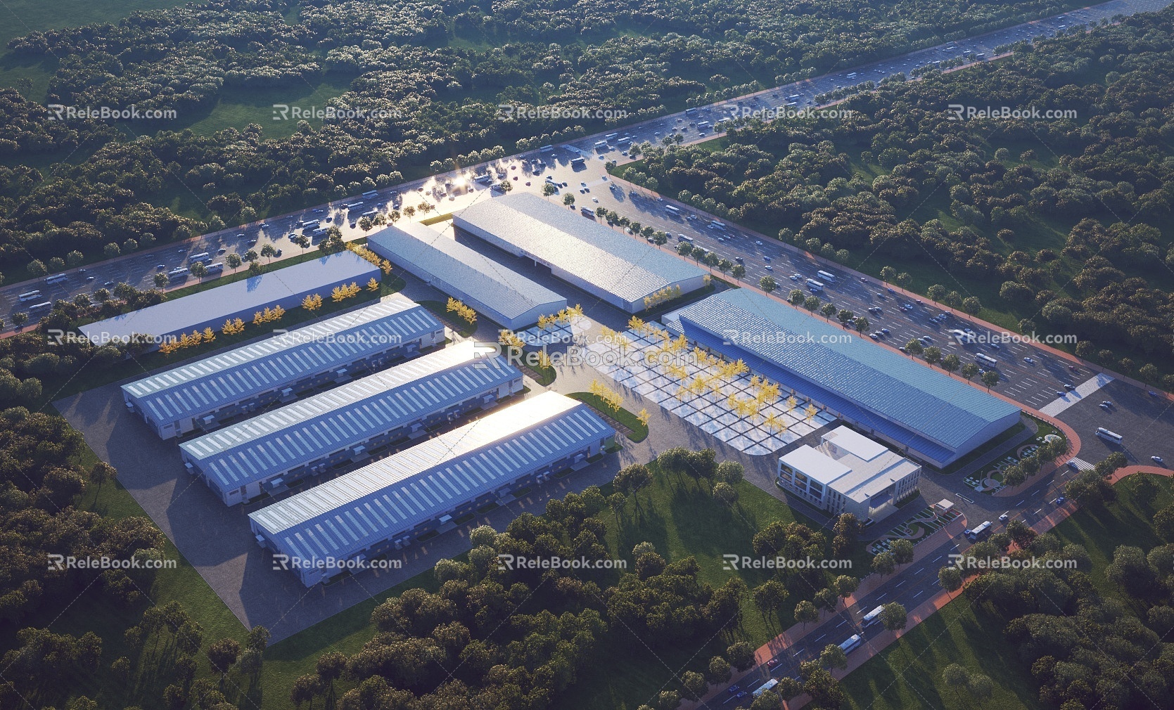 Aerial view of plant building 3d model