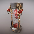 Hourglass Shaped Medical Device With Metal Frame And Red Simulated Heart Fluid