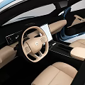 Blue Modern Car With Open Doors And Spacious Beige Leather Interior 3d model